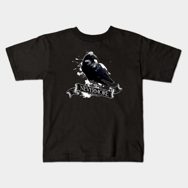 Edgar Allan Poe Raven Nevermore Kids T-Shirt by BirdNerd